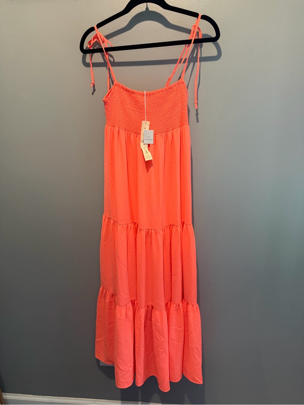 saltwater LUXE Coral Tie-Strap Maxi Dress